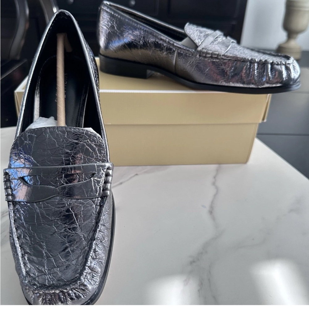 HOST PICK, Design Posh Party — Michael Kors Silver Loafers, Sz 7 - Picture 3 of 6